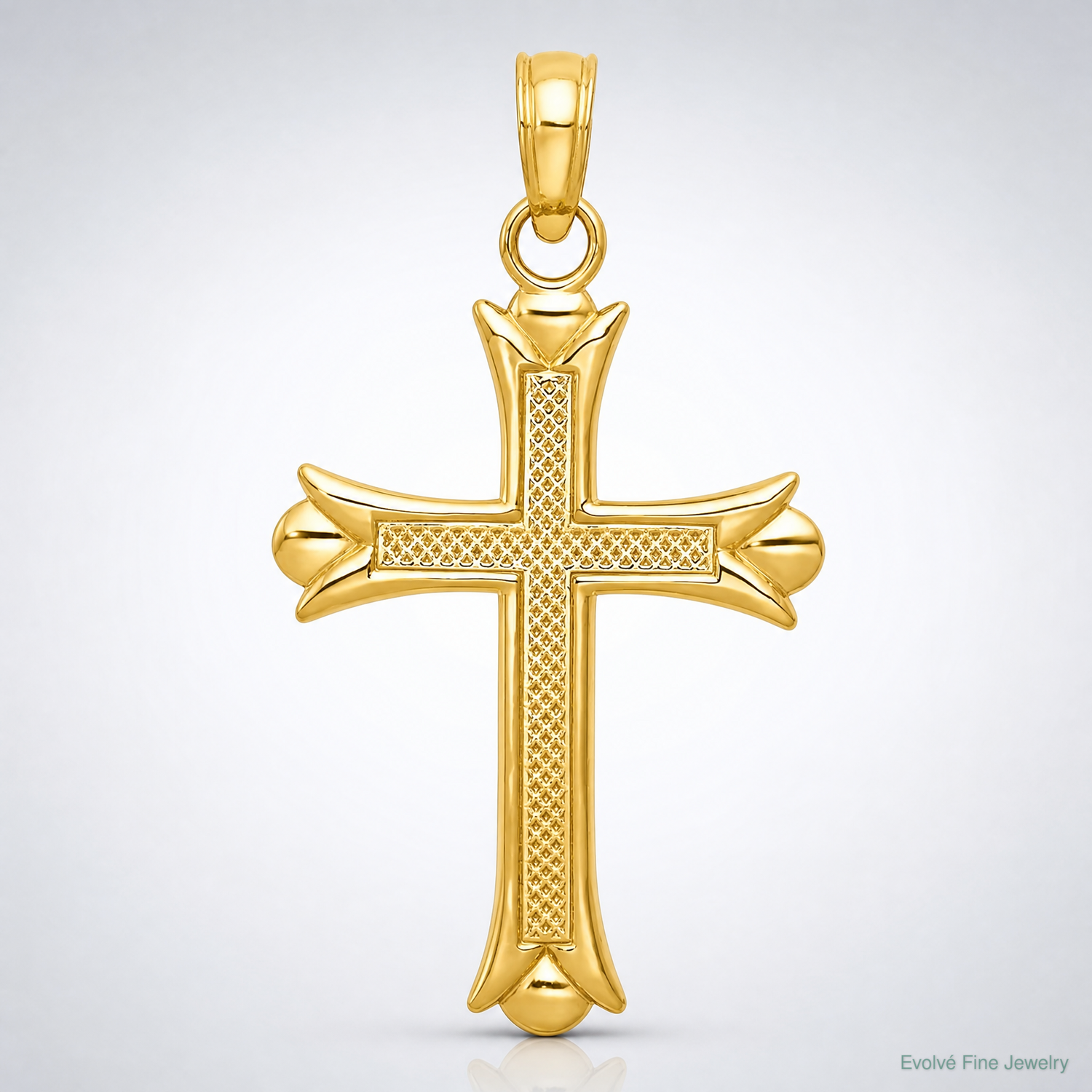 14k Fleur De Lis Cross Pendant - Lifestyle View