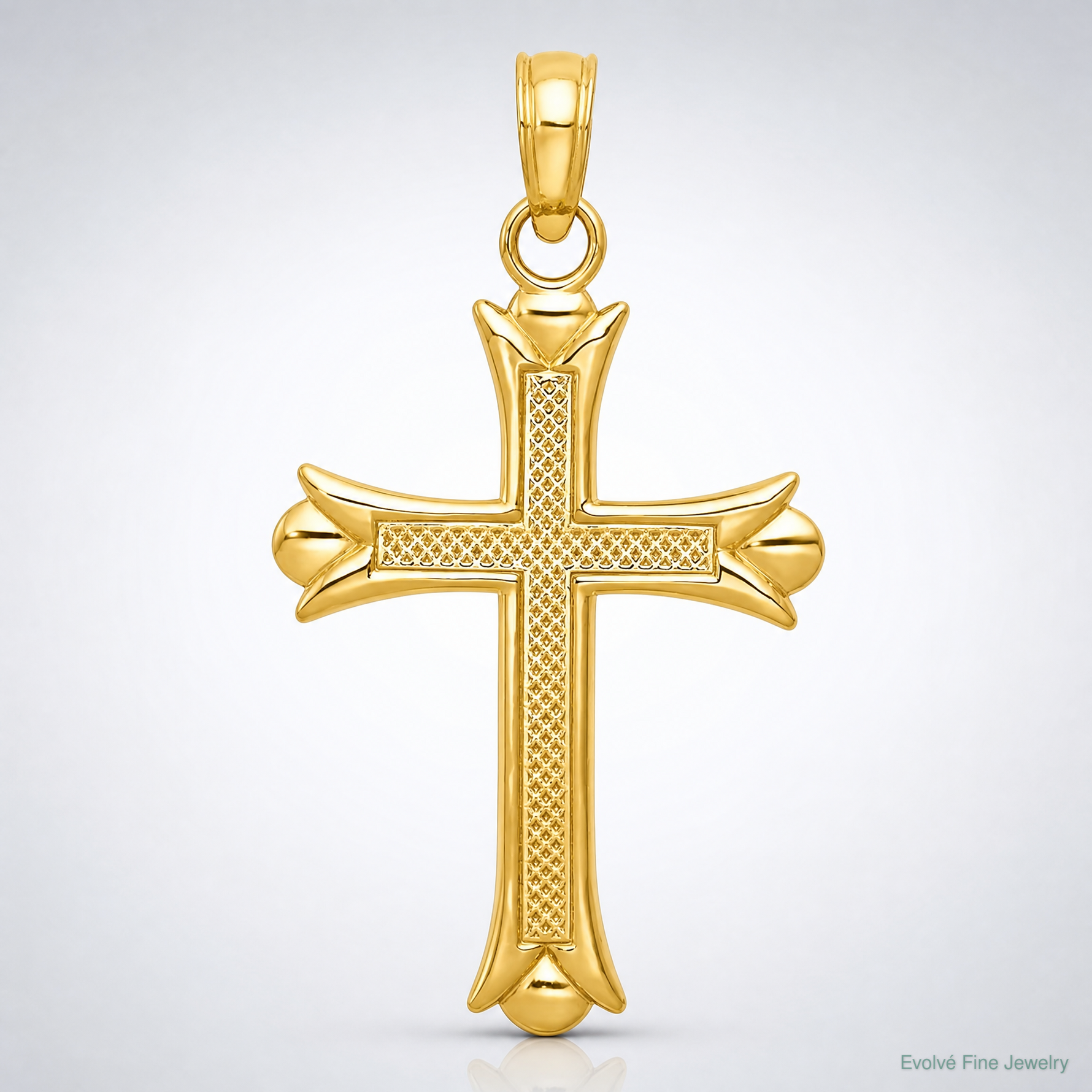 14k Fleur De Lis Cross Pendant - Lifestyle View