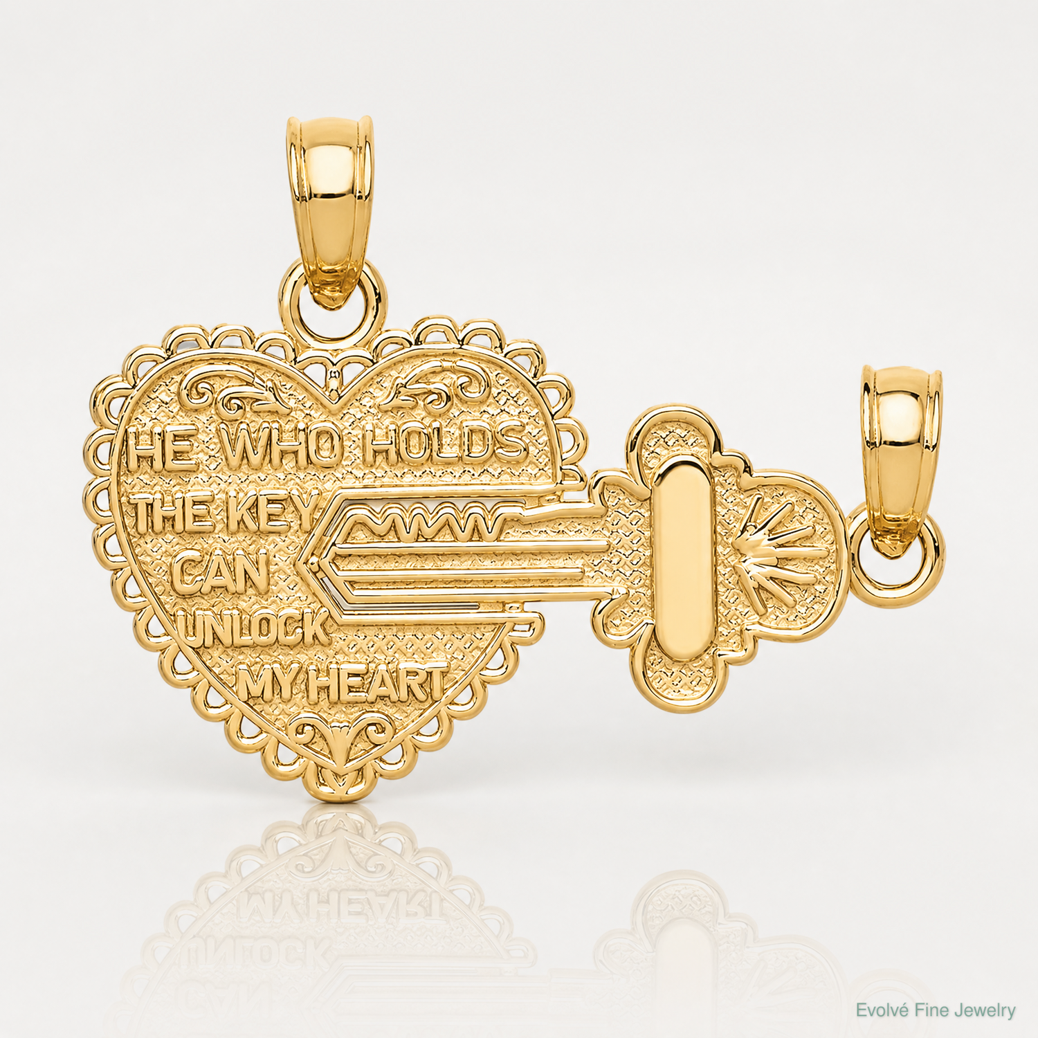14K Polished 2 Piece Break Apart HE WHO HOLDS THE KEY Charms - Lifestyle View