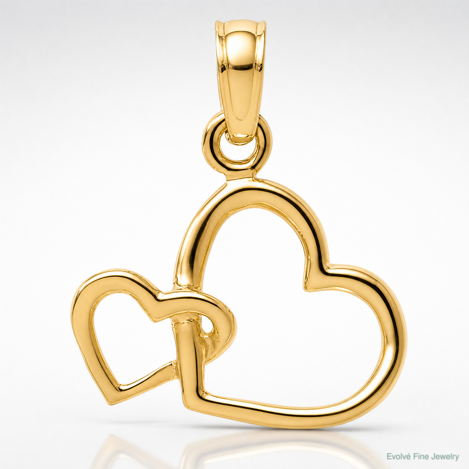 14K Polished Intertwined Double Heart Pendant - Lifestyle View