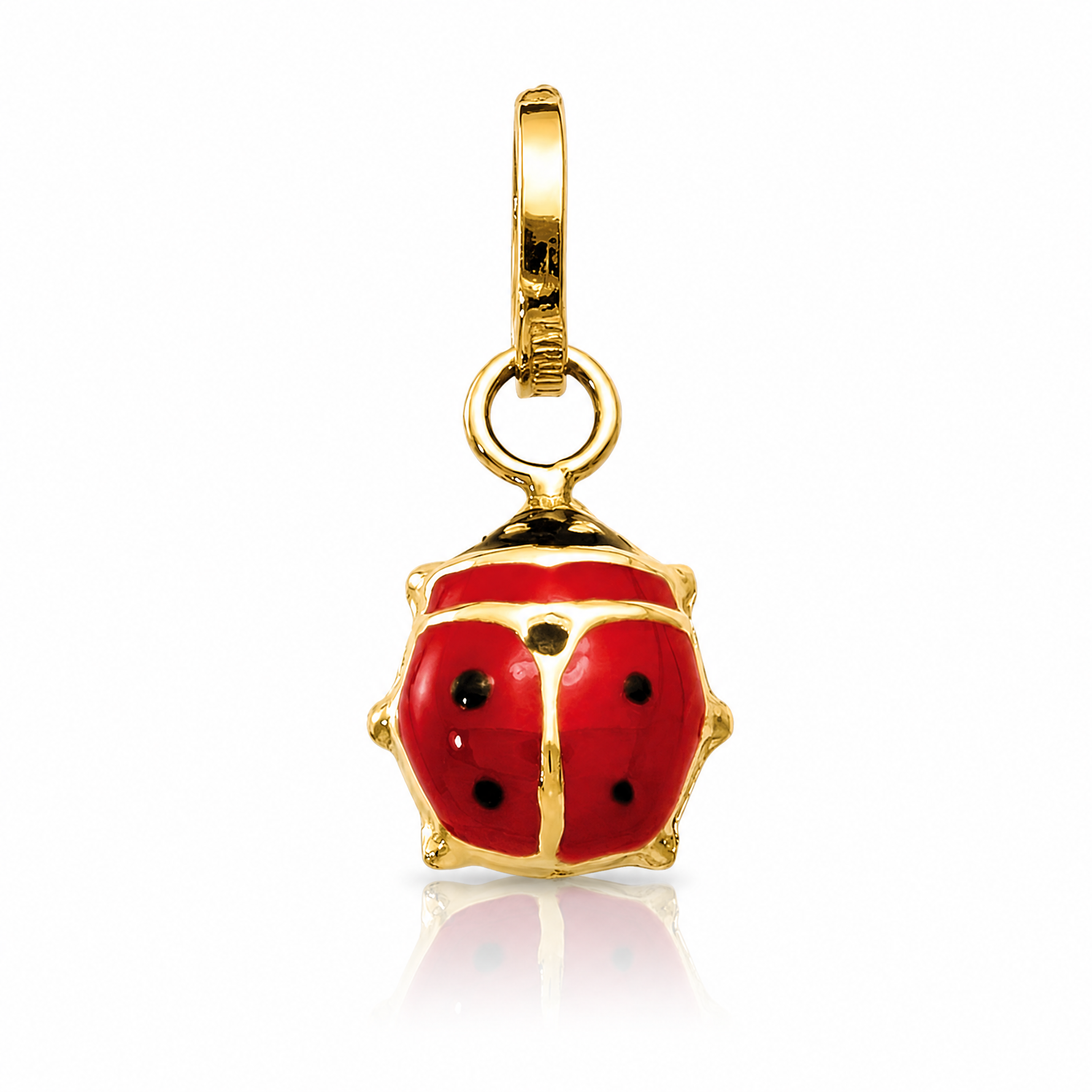 14k Enameled Ladybug Charm - Lifestyle View