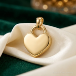 14k & Rhodium Hollow Polished 3D Reversible Heart Charm - Lifestyle View