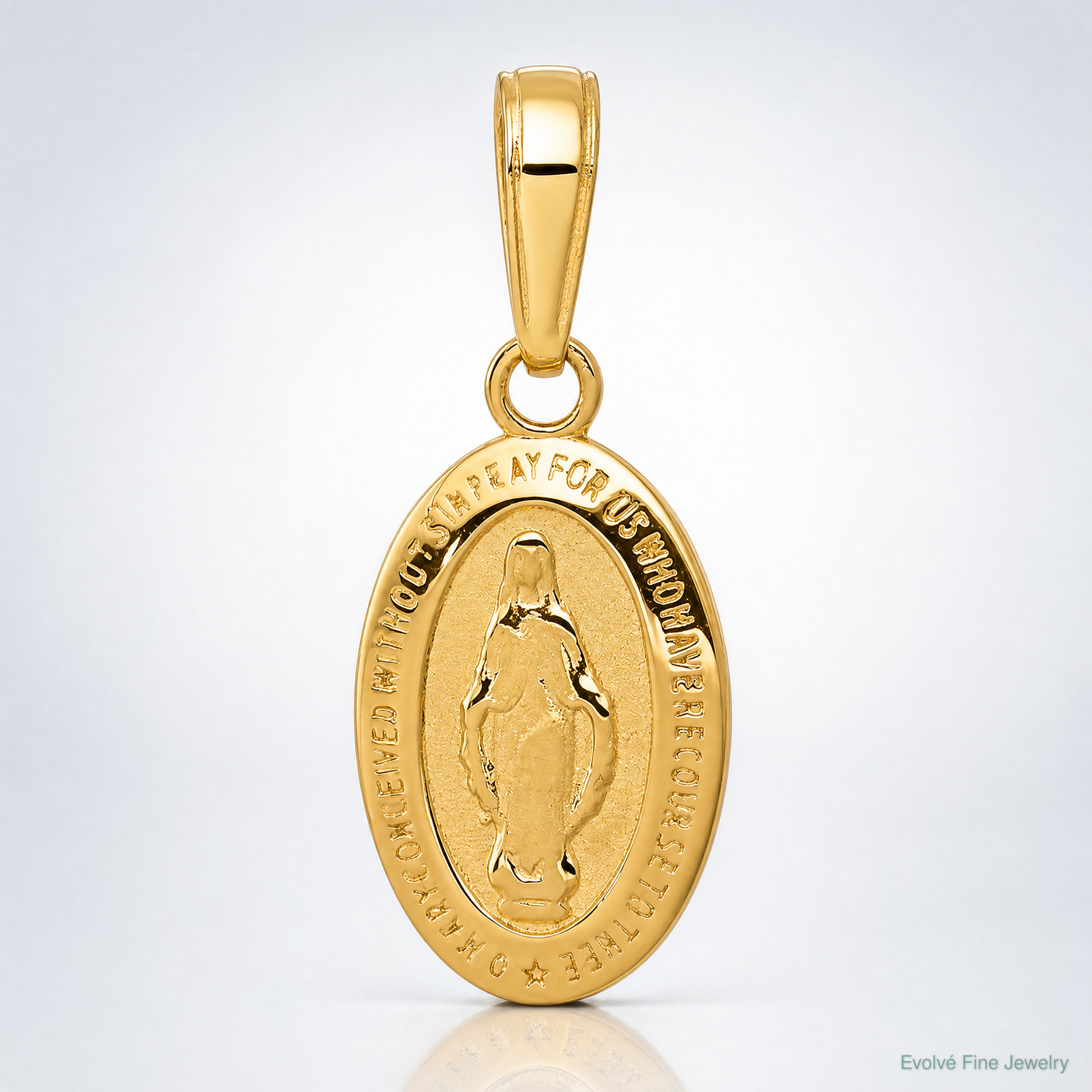 14k Miraculous Medal Charm - Lifestyle View