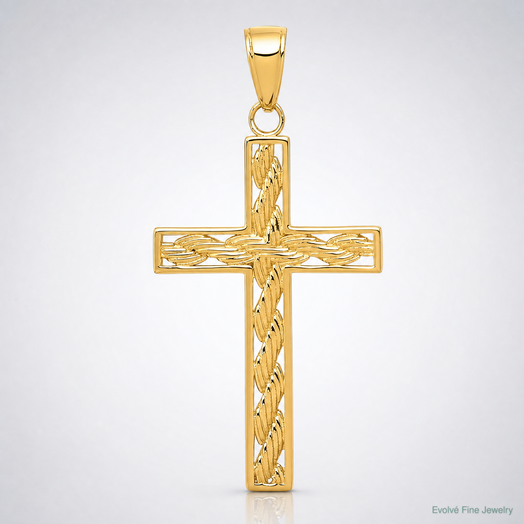 14k Rope Cross Pendant - Lifestyle View