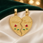 14k Enameled MOTHER - DAUGHTER Break-apart Pendant - Lifestyle View