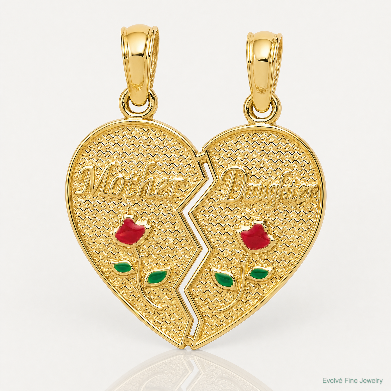14k Enameled MOTHER - DAUGHTER Break-apart Pendant - Lifestyle View