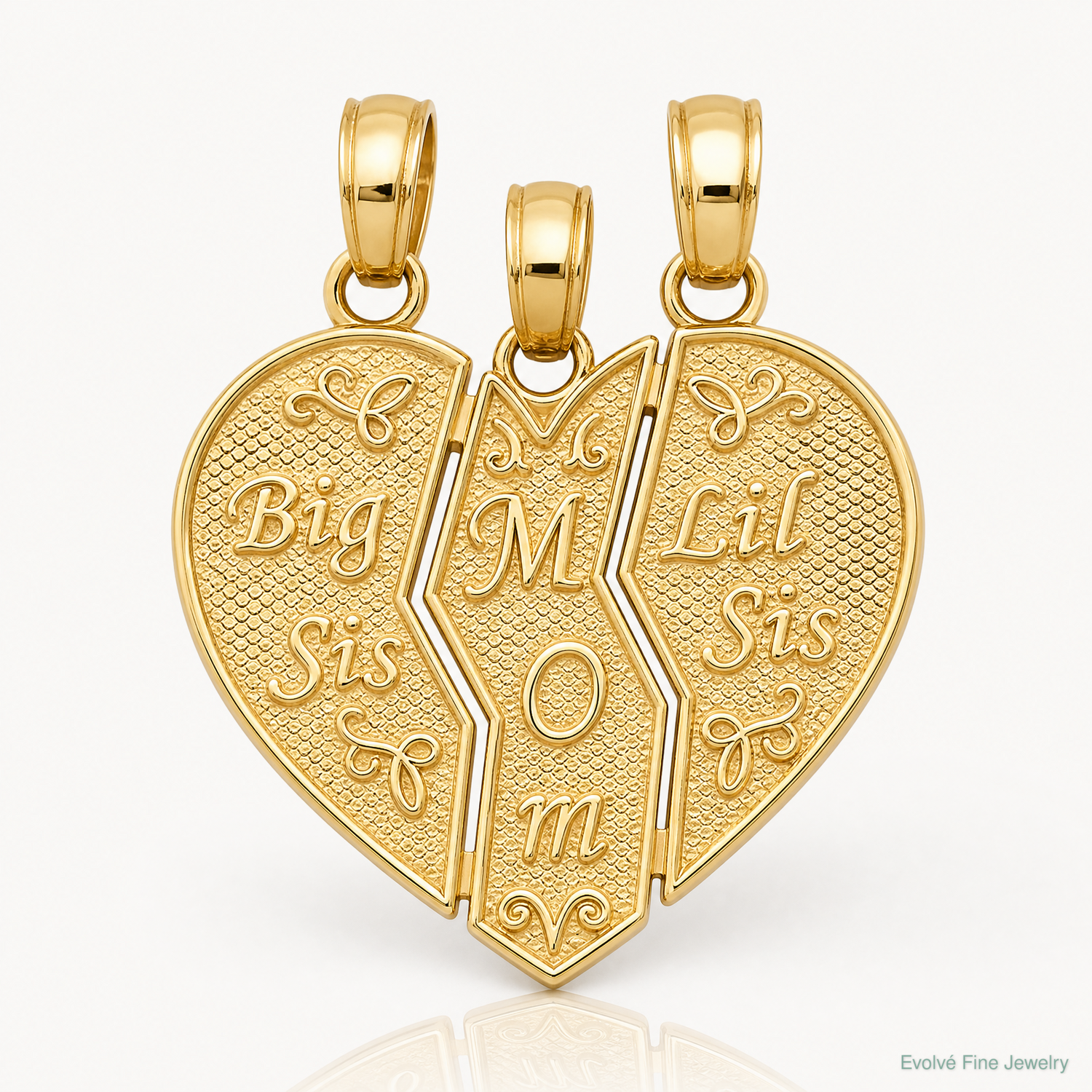 14k Break-apart BIG SIS-MOM-LIL SIS Charm - Lifestyle View