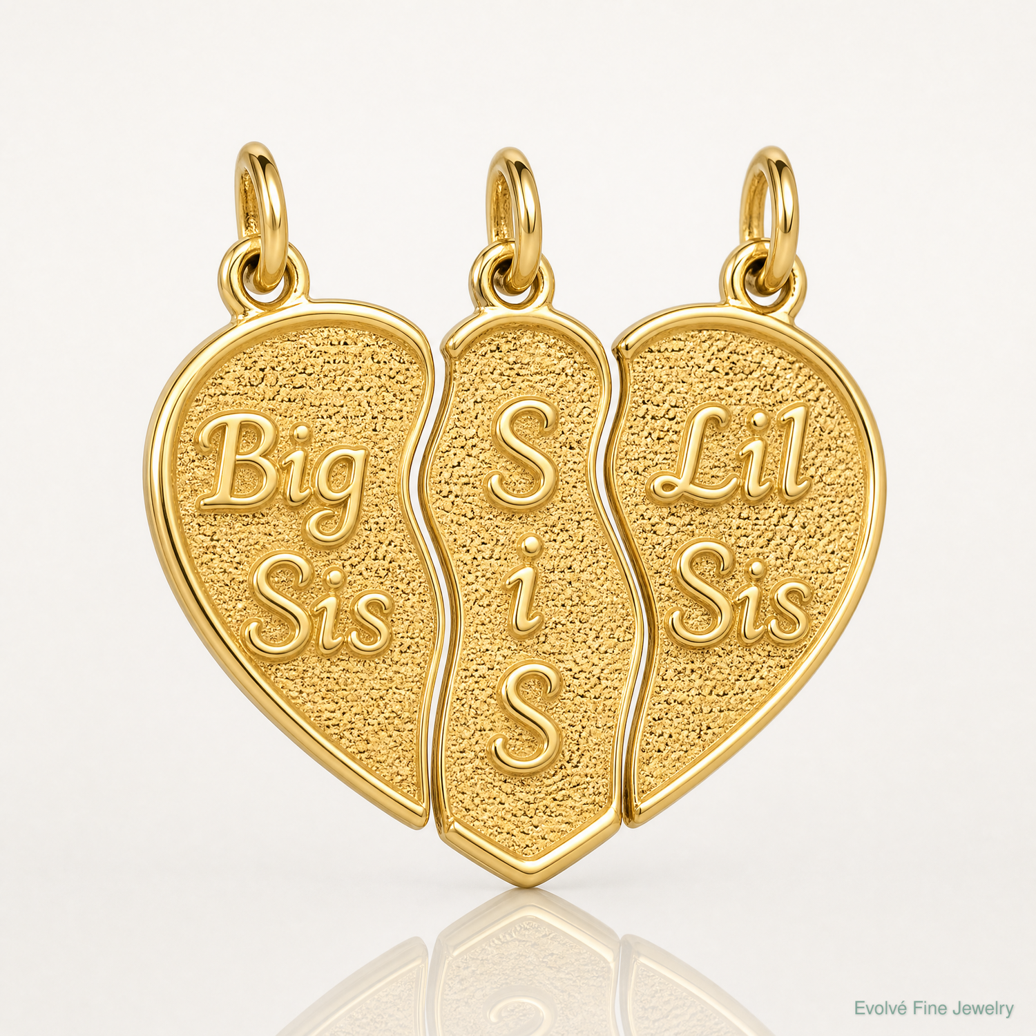 14k 3-piece Break-apart BIG SIS-SIS-LIL SIS Charm - Lifestyle View