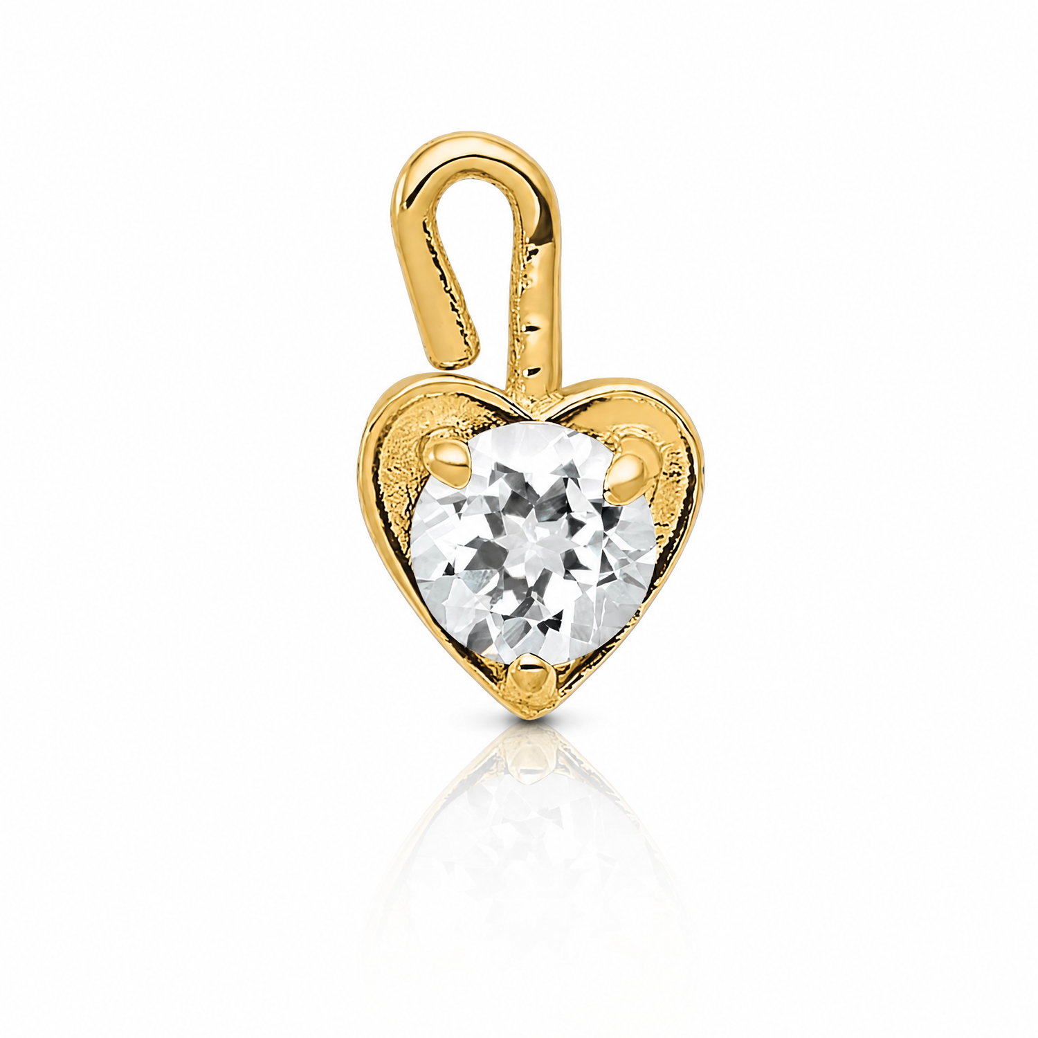 14ky April Synthetic Birthstone Heart Charm - Lifestyle View