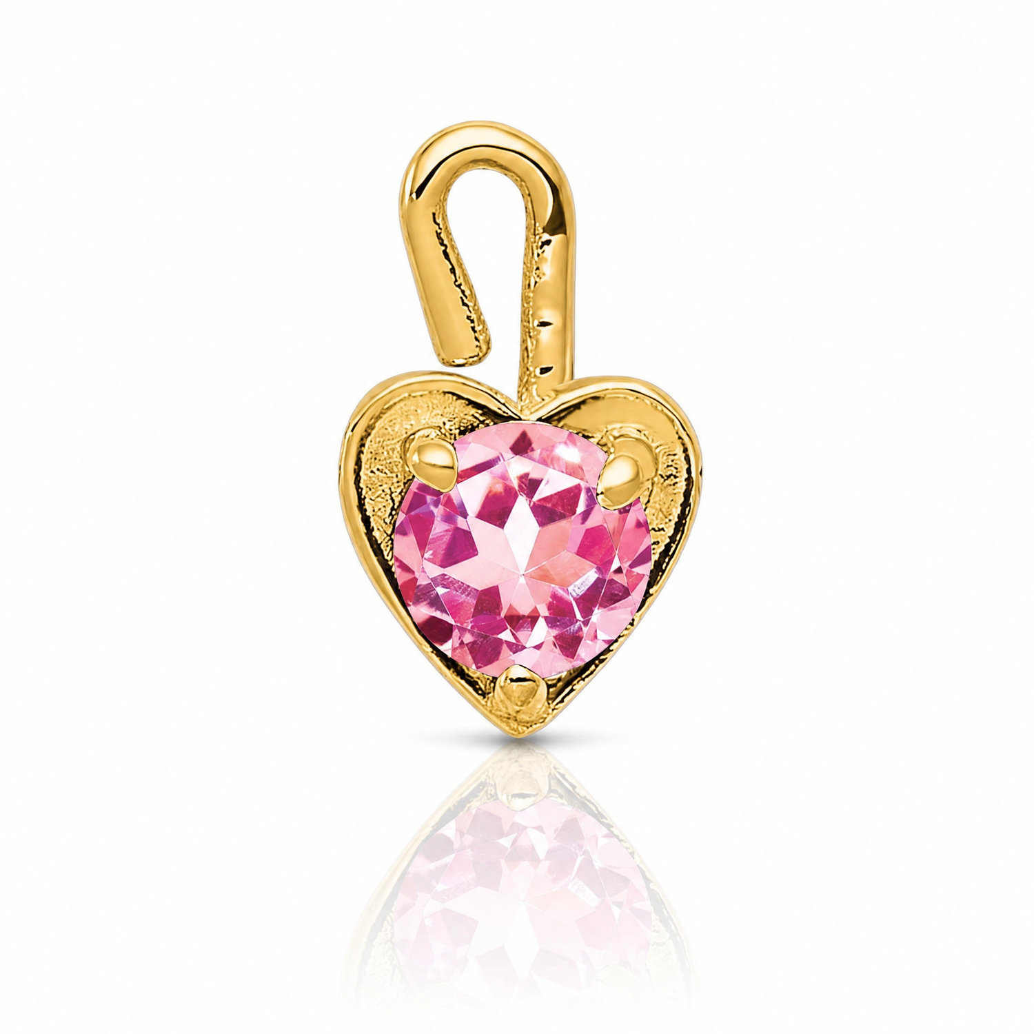 14ky October Synthetic Birthstone Heart Charm - Lifestyle View