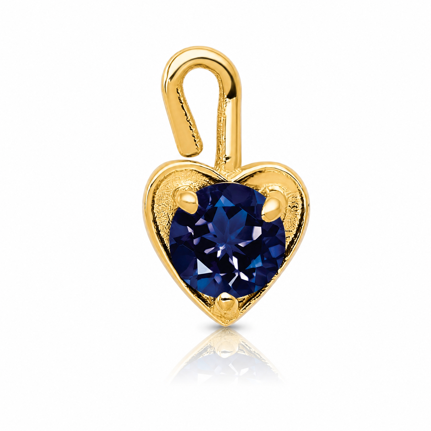 14ky September Synthetic Birthstone Heart Charm - Lifestyle View