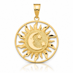 14k Diamond-cut Sun with Moon and Stars Charm - Lifestyle View