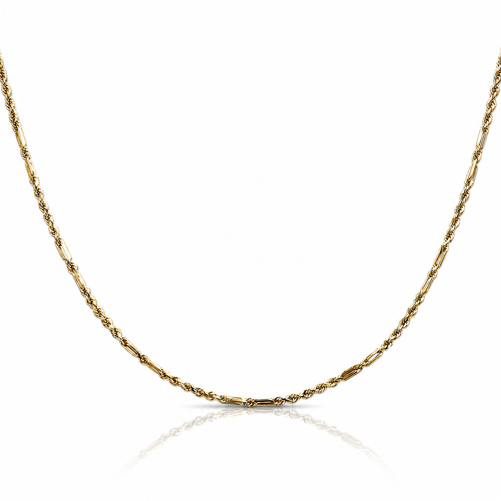 14K Yellow Gold 1.8mm Diamond-Cut Milano Rope Chain Necklace 16"-30"