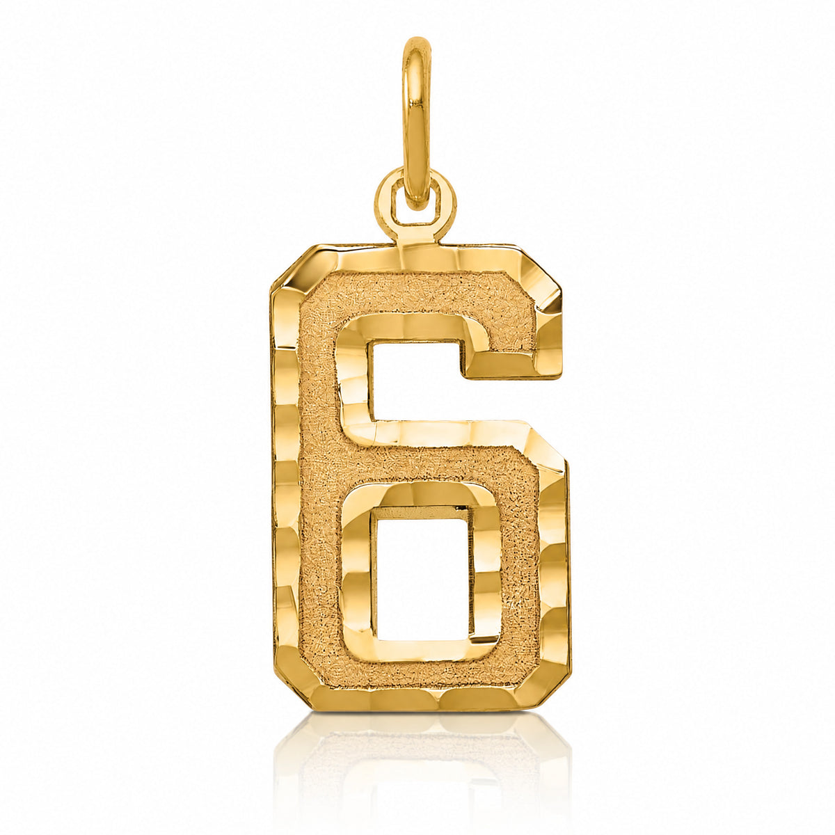 14k Medium Diamond-cut Number 6 Charm - Lifestyle View