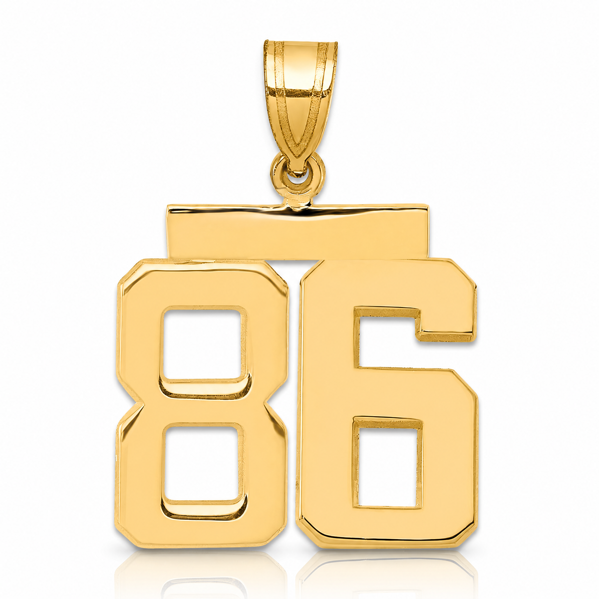14k Medium Polished Number 86 Charm - Lifestyle View