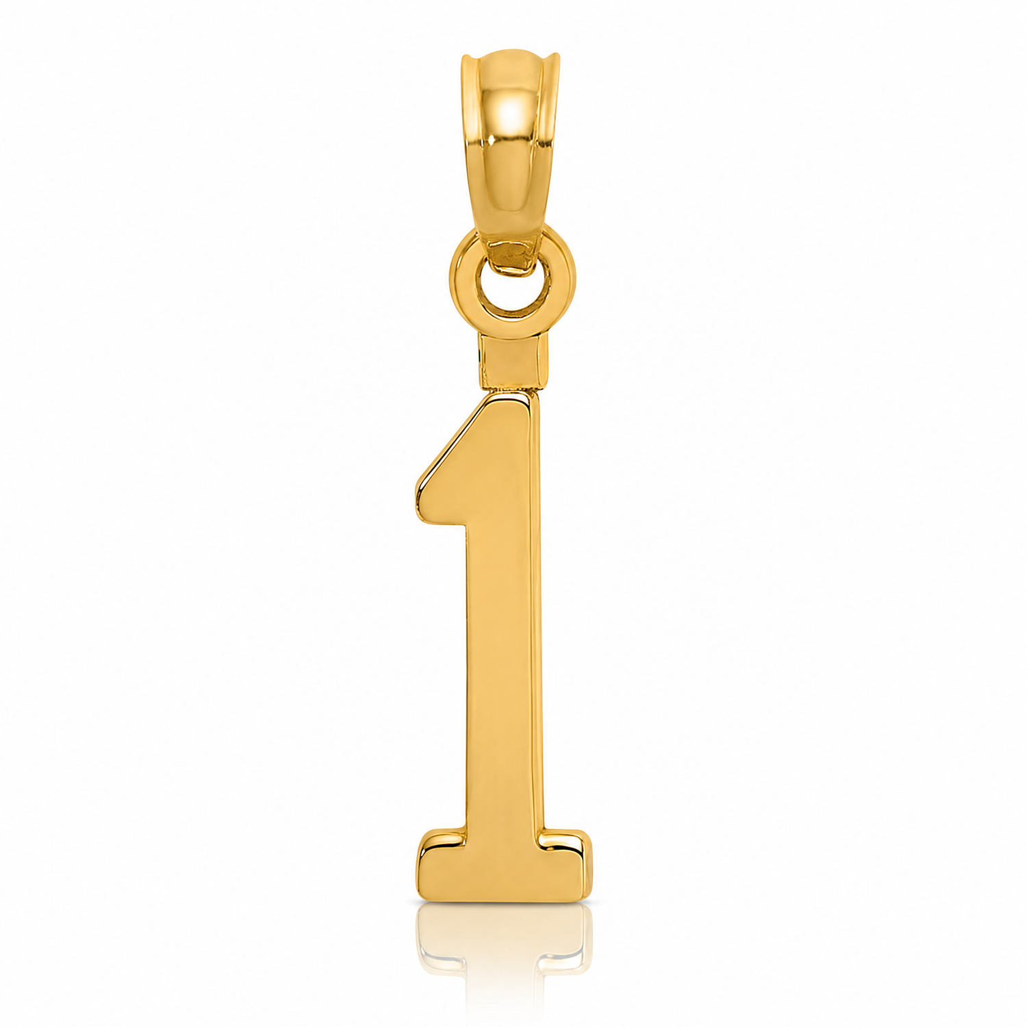 14k Polished Number 1 Pendant - Lifestyle View