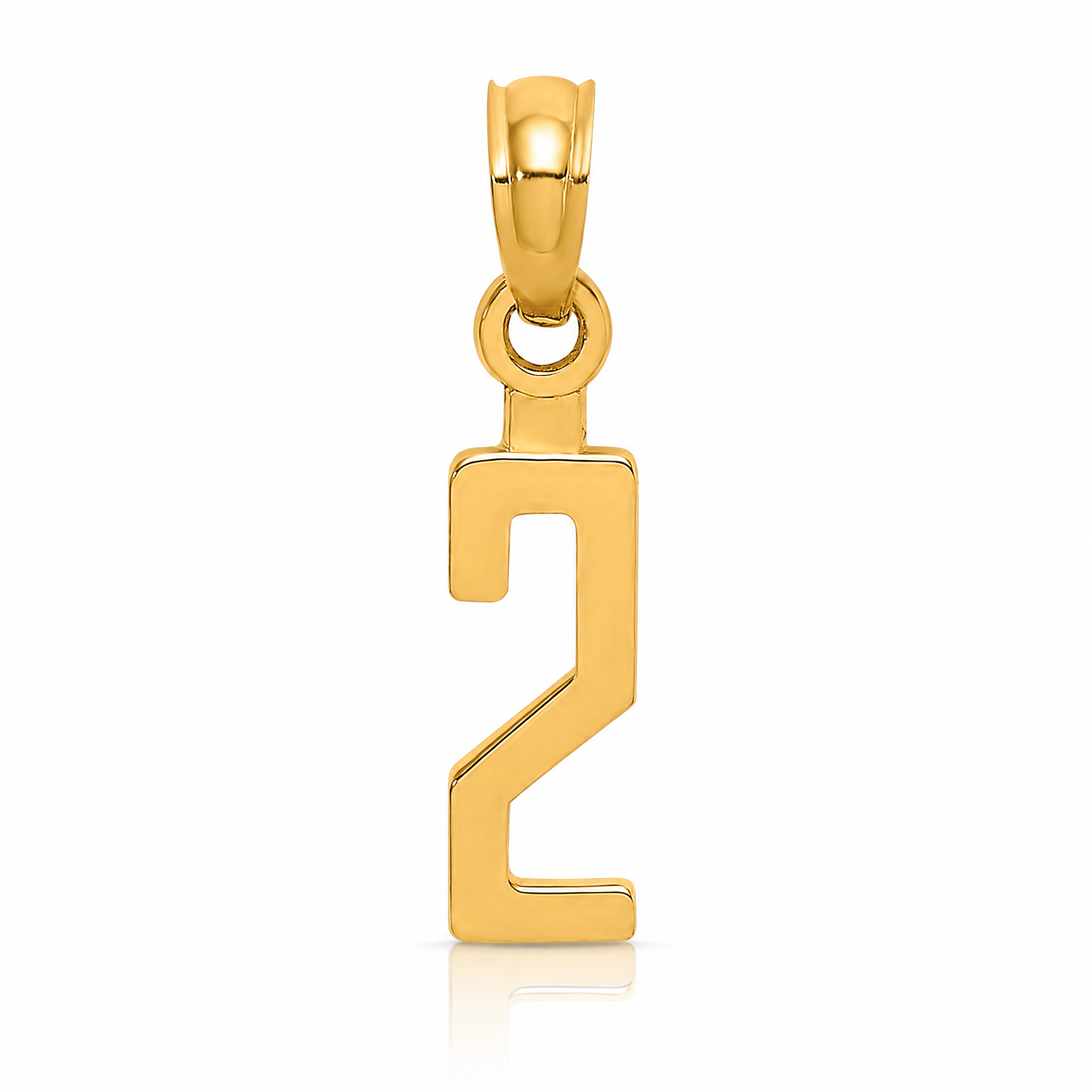 14k Polished Number 2 Pendant - Lifestyle View