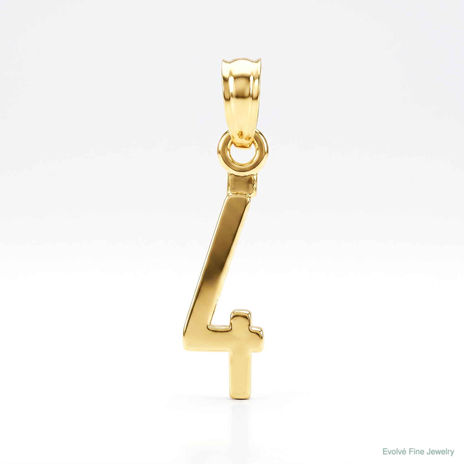 14k Polished Number 4 Pendant - Lifestyle View