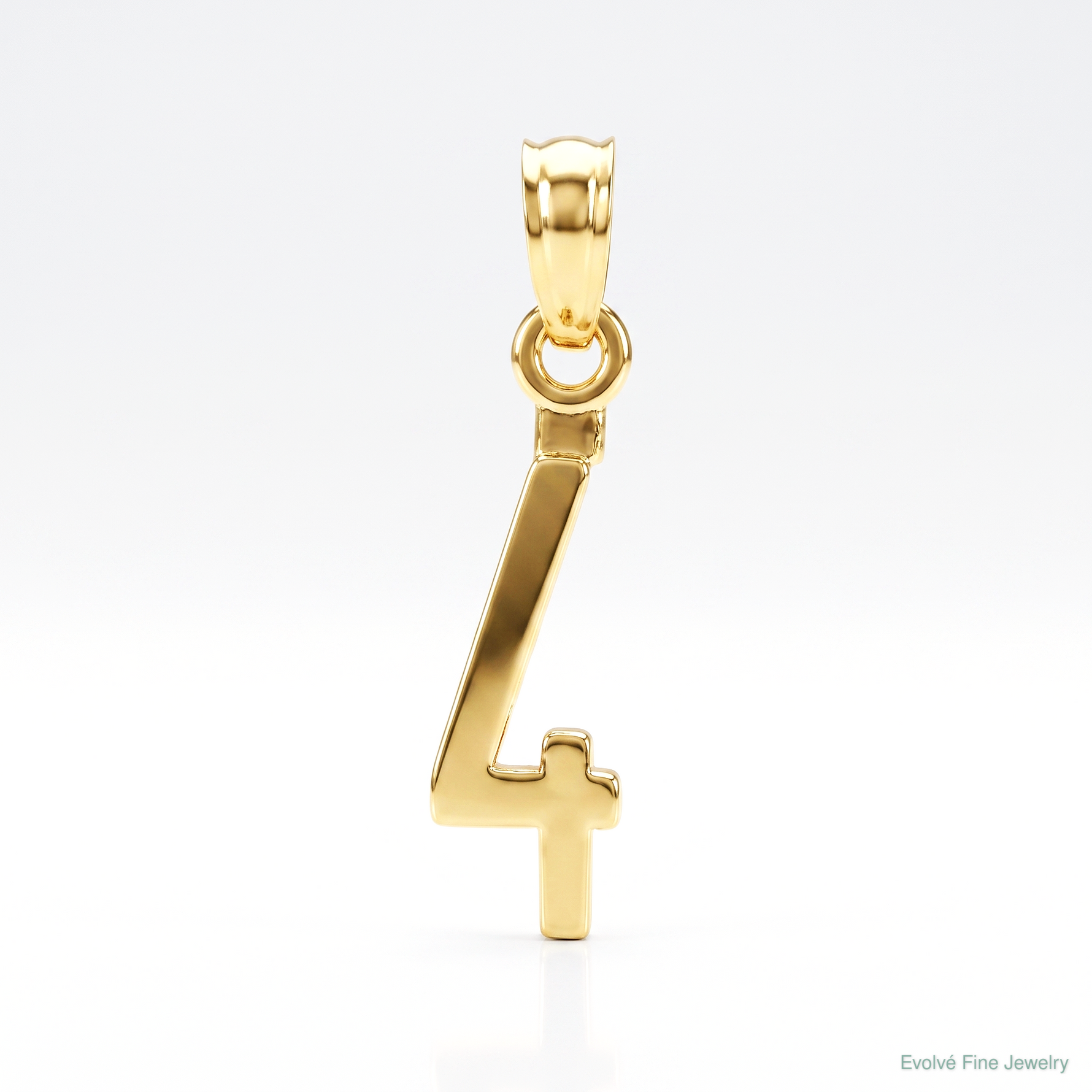 14k Polished Number 4 Pendant - Lifestyle View