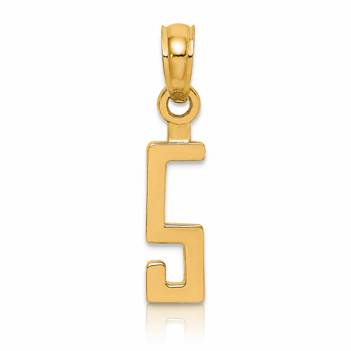 14k Polished Number 5 Pendant - Lifestyle View