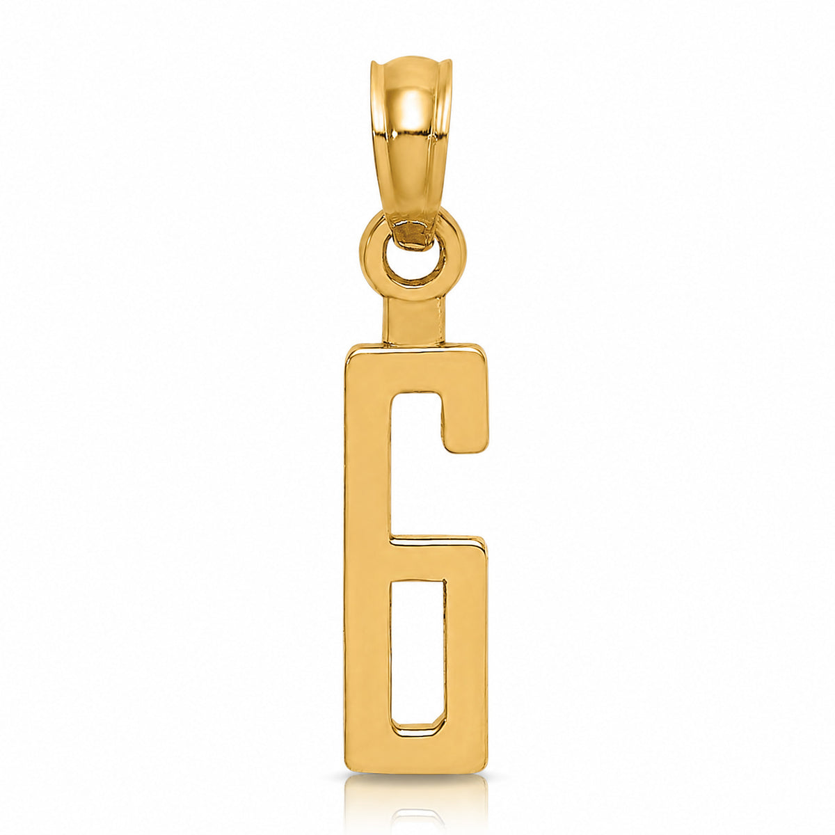 14k Polished Number 6 Pendant - Lifestyle View