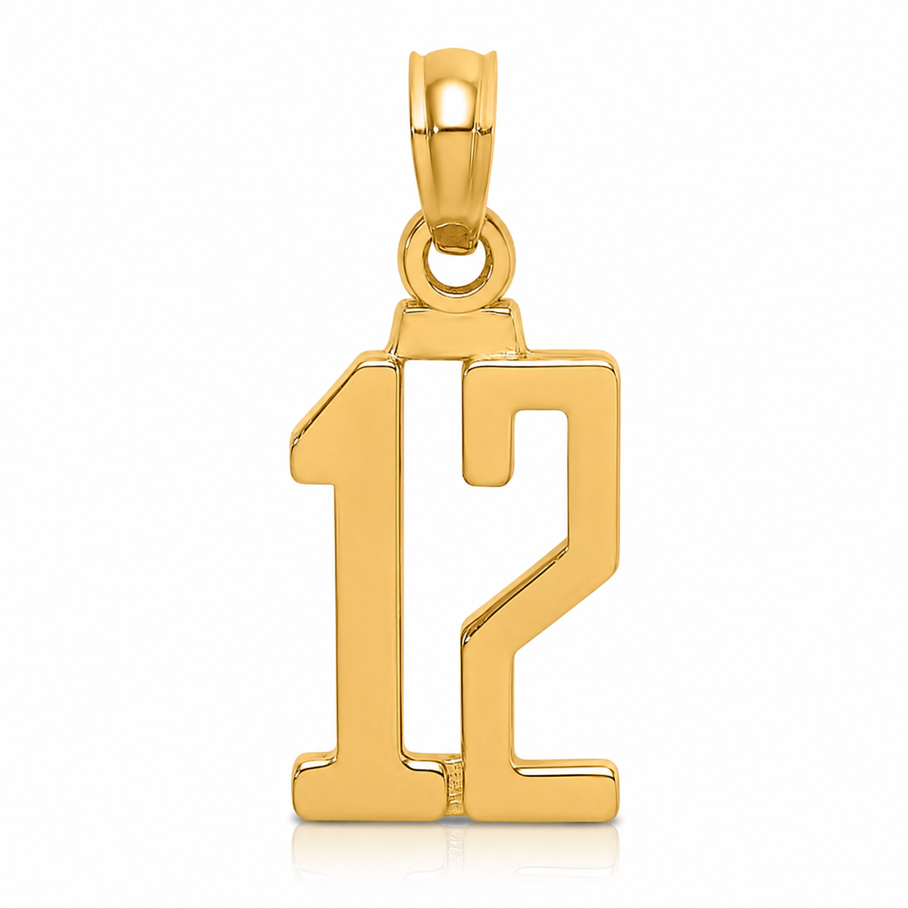 14k Polished Number 12 Pendant - Lifestyle View