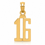 14k Polished Number 16 Pendant - Lifestyle View