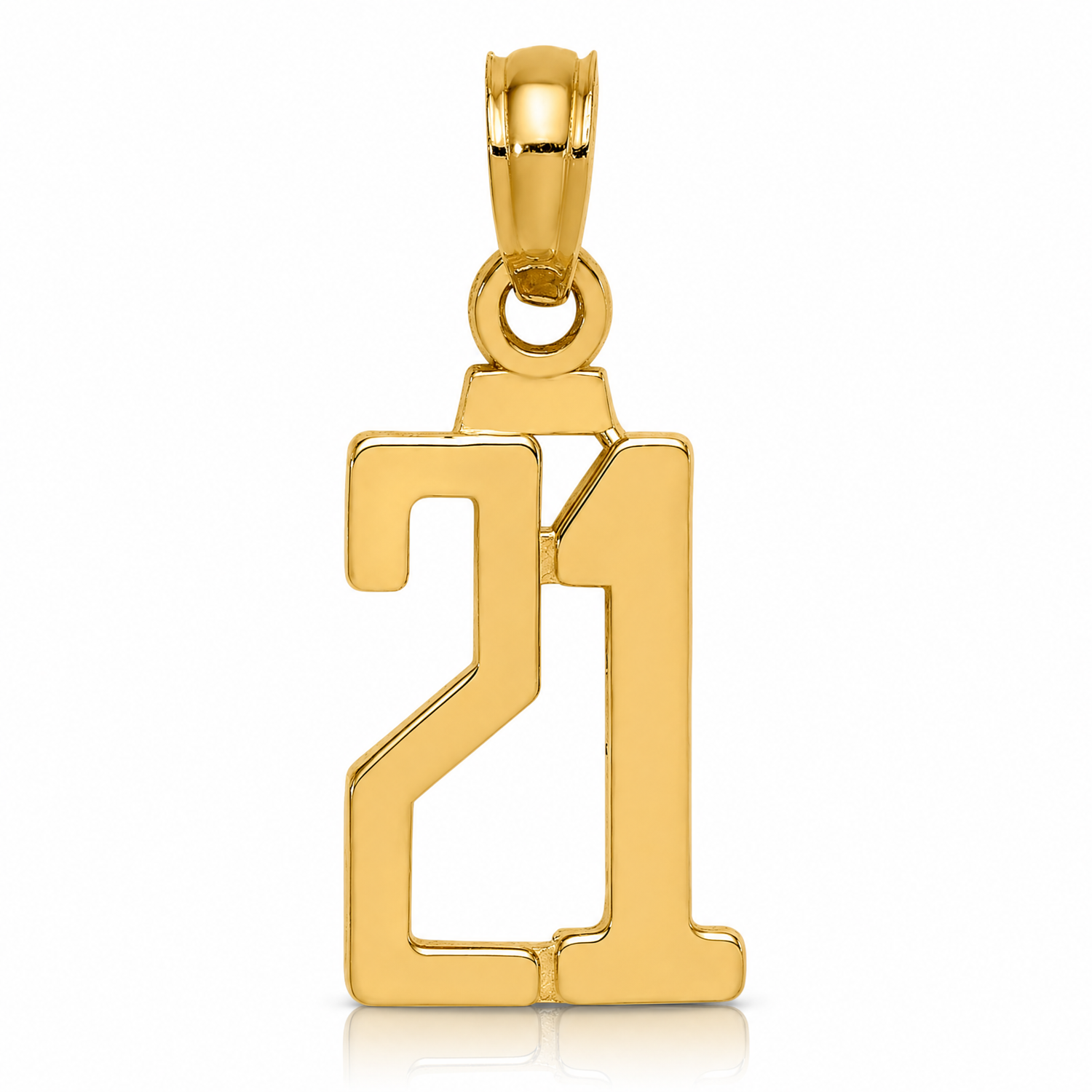 14k Polished Number 21 Pendant - Lifestyle View