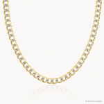 14k 4.7mm Lightweight PavÃ© Flat Cuban Chain - Lifestyle View