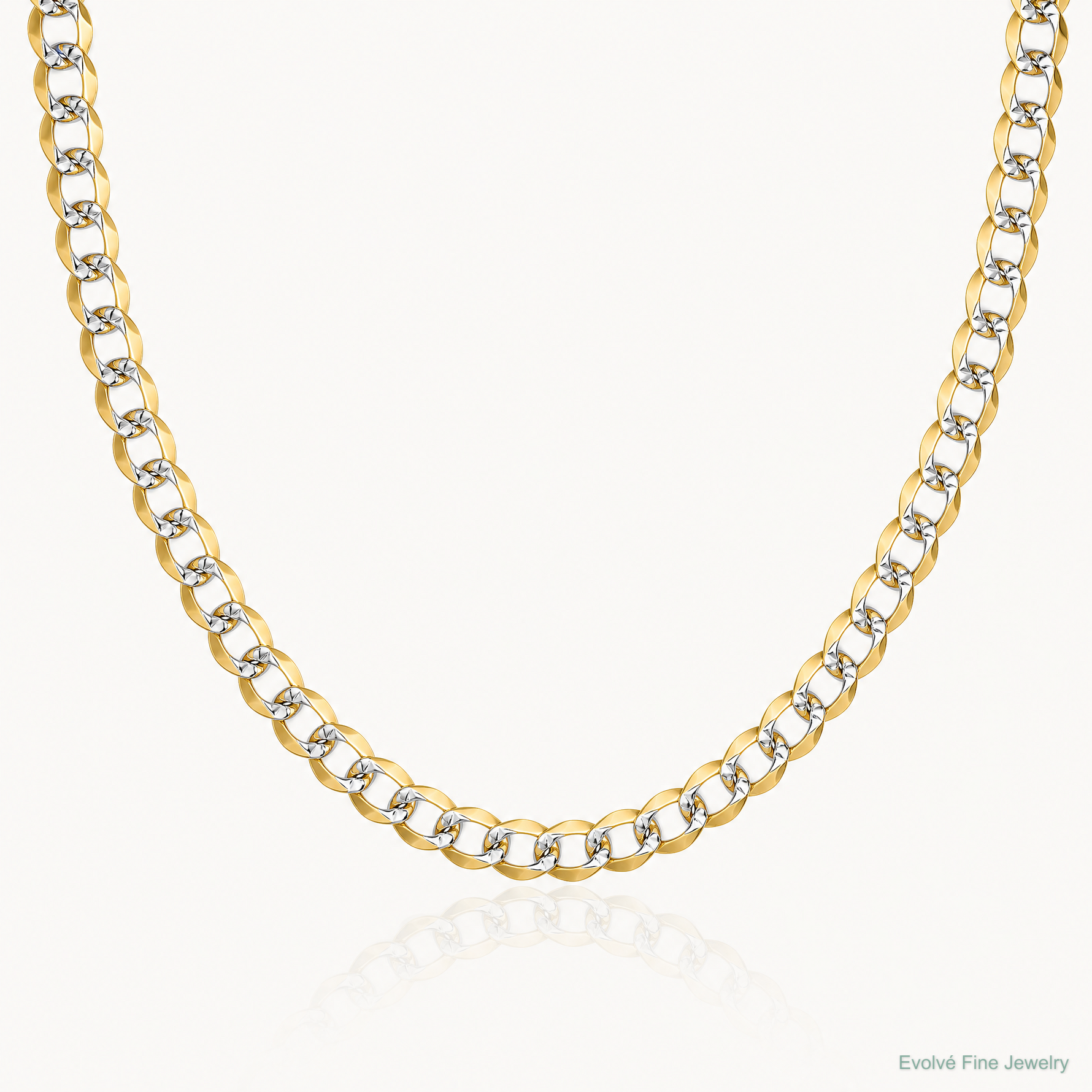 14k 4.7mm Lightweight PavÃ© Flat Cuban Chain - Lifestyle View