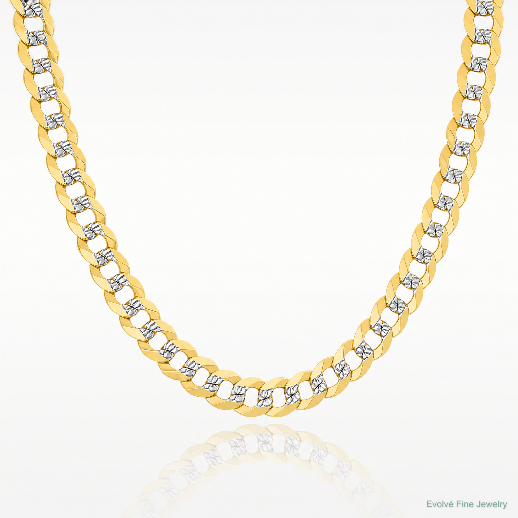 14k 7.2mm Lightweight PavÃ© Flat Cuban Chain - Lifestyle View