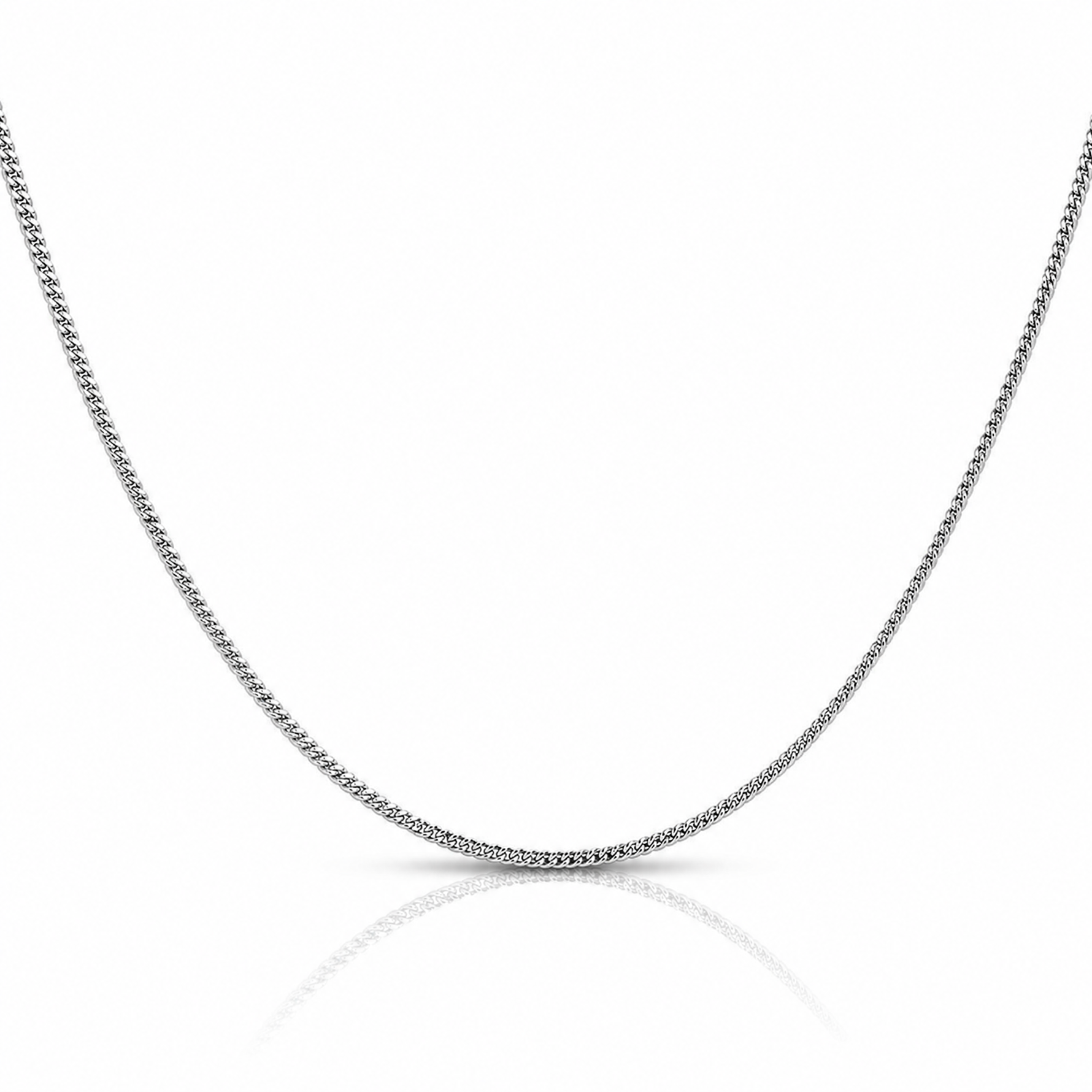 14k White Gold 1.3mm Curb Pendant Chain - Lifestyle View