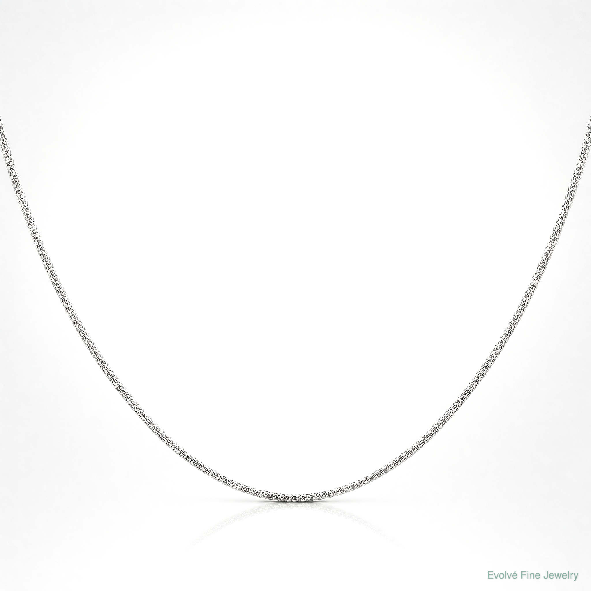14k White Gold .85mm Spiga with Spring Ring Clasp Chain - Lifestyle View
