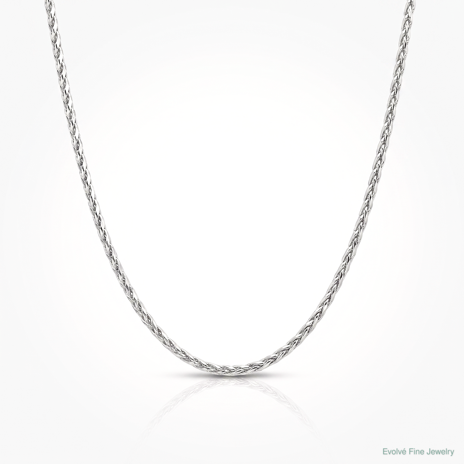 14k White Gold 1.4mm D/C Parisian Wheat Chain - Lifestyle View