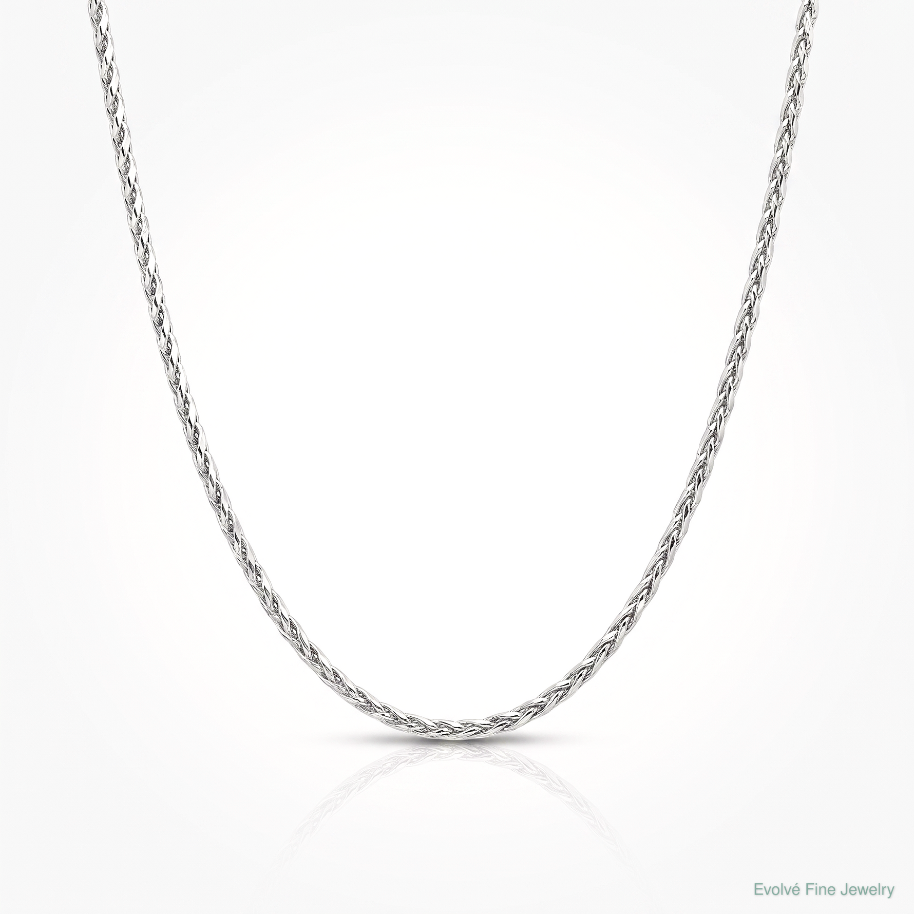 14k White Gold 1.4mm D/C Parisian Wheat Chain - Lifestyle View
