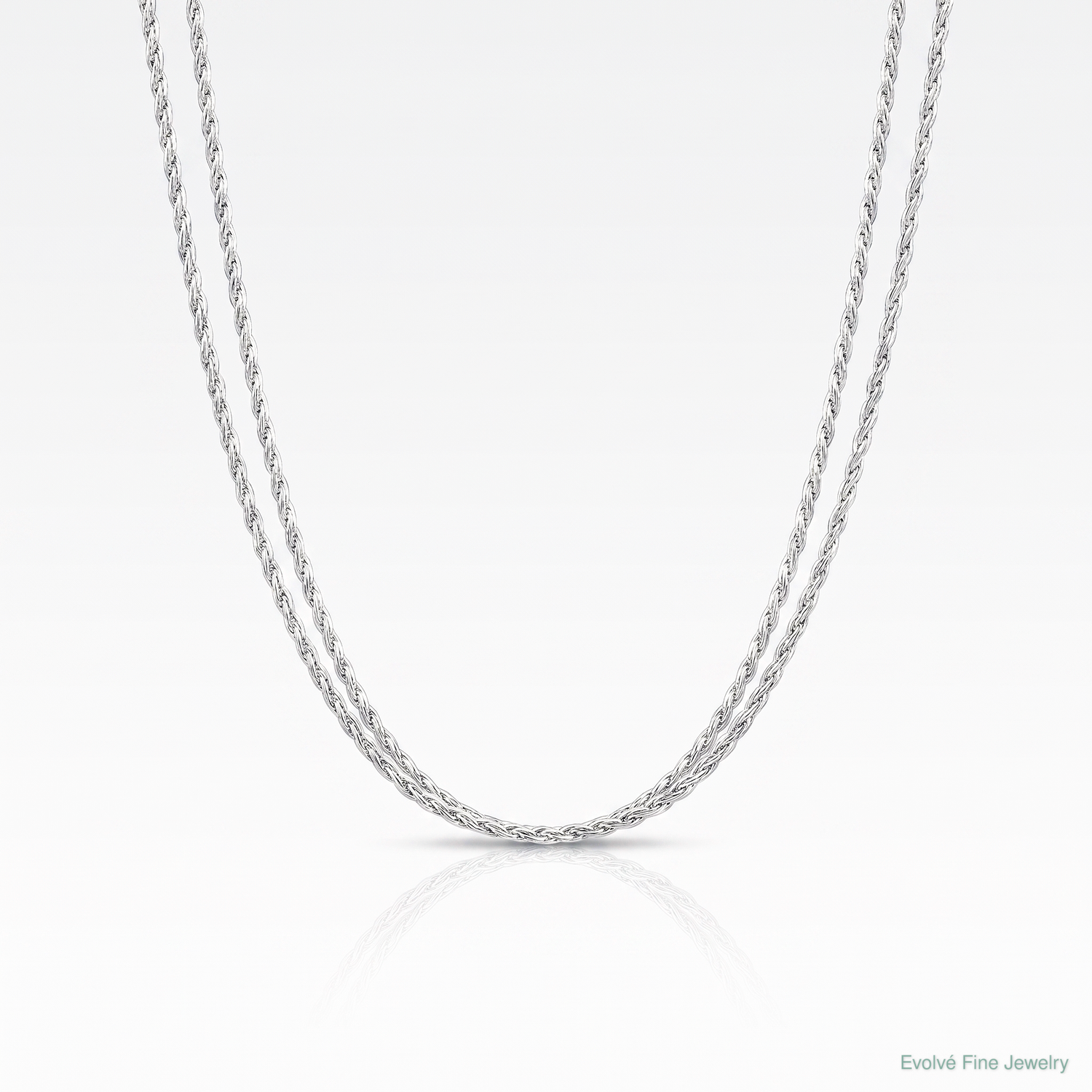 14K White Gold 1mm Round Parisian Wheat Chain - Lifestyle View