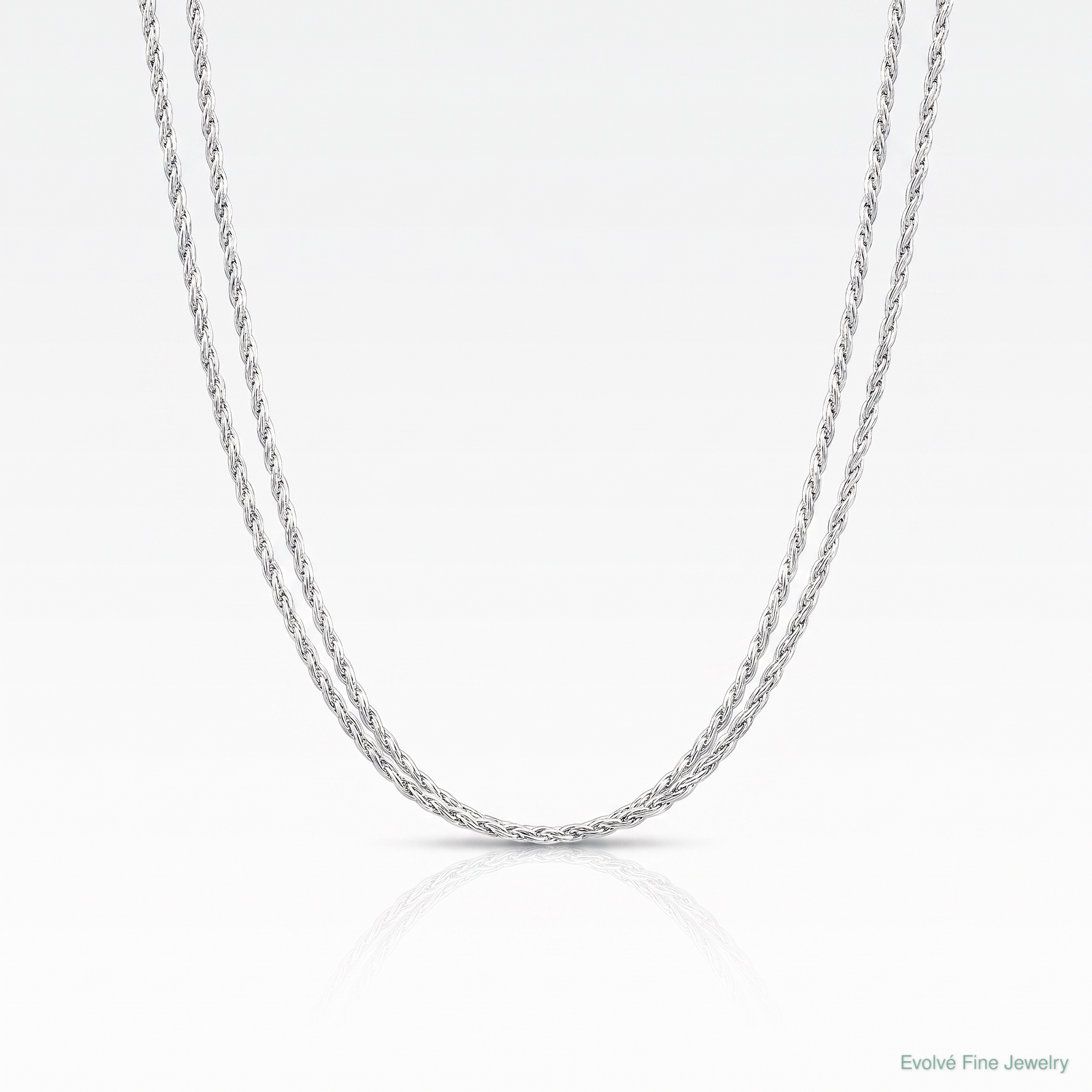 14K White Gold 1mm Round Parisian Wheat Chain - Lifestyle View