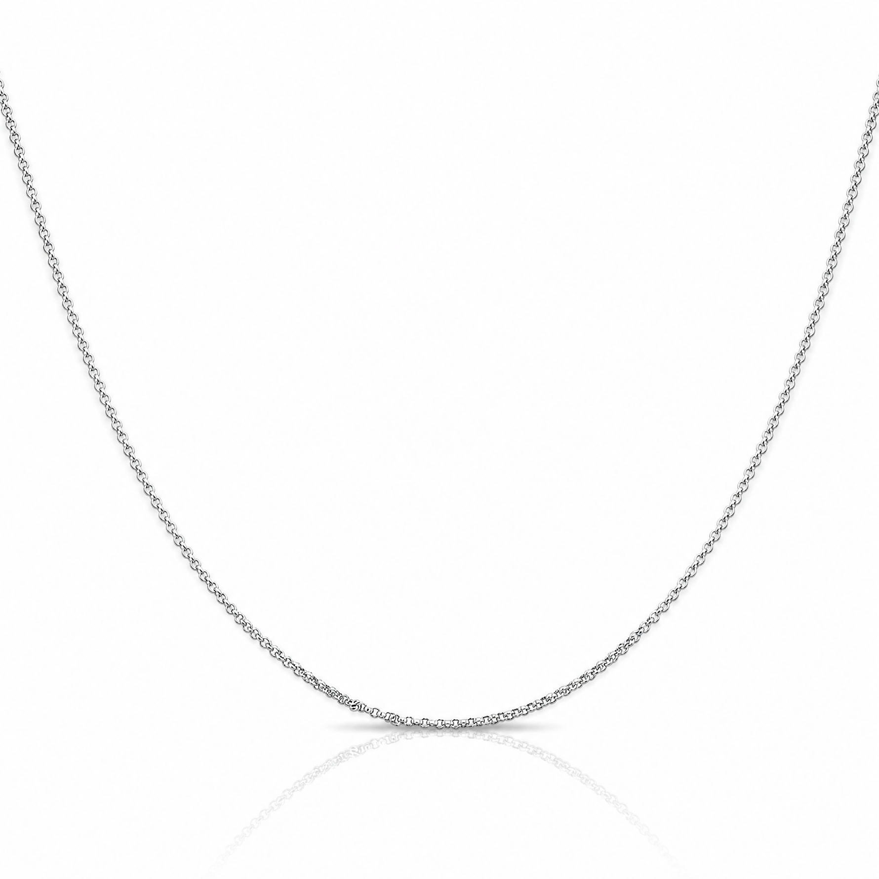 14k White Gold 1.15mm Rolo Pendant Chain - Lifestyle View