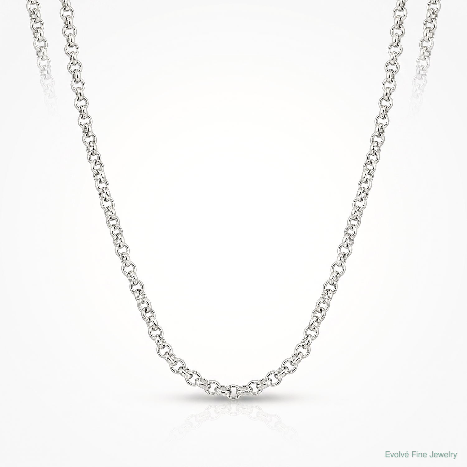 14k White Gold 1.55mm Rolo Pendant Chain - Lifestyle View