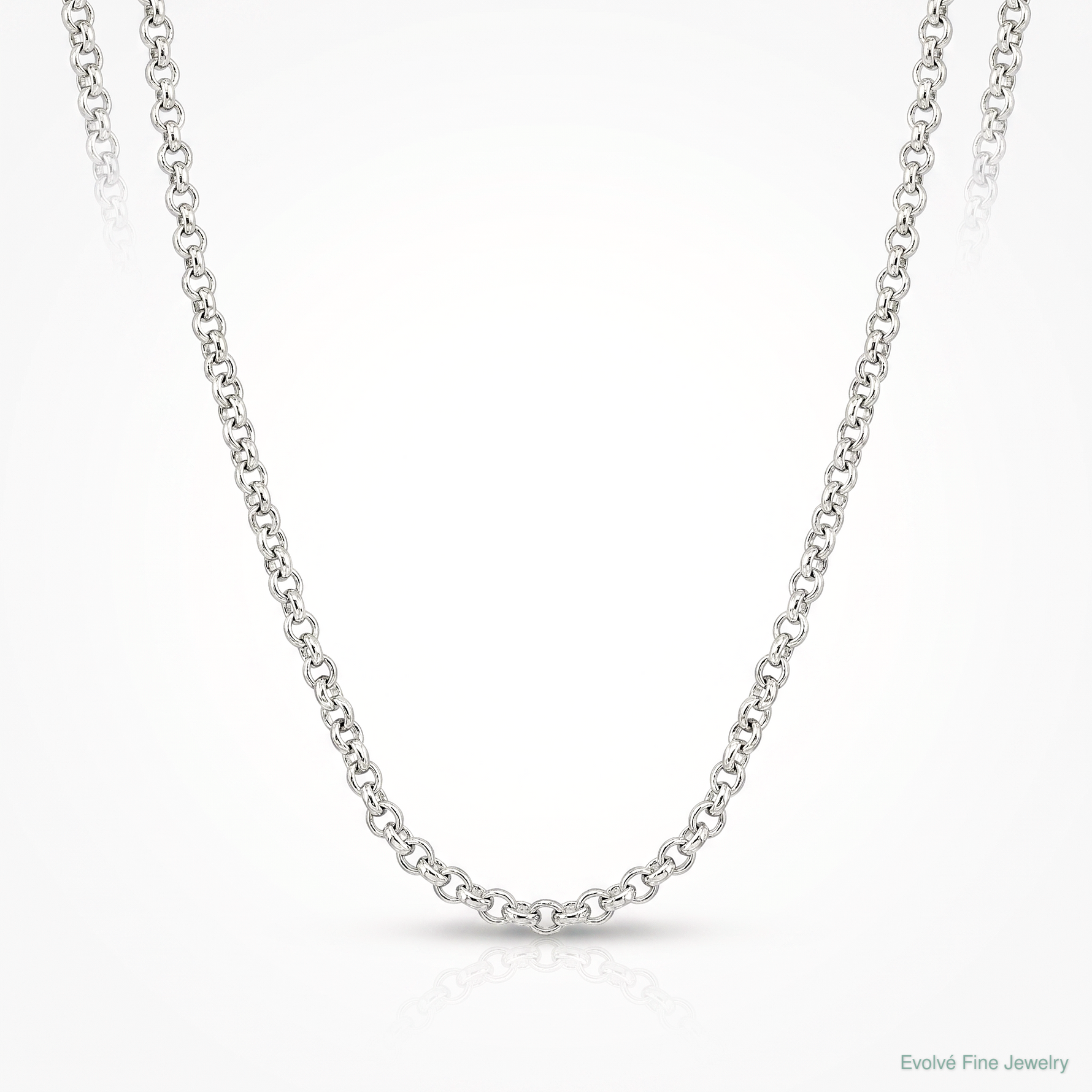 14k White Gold 1.55mm Rolo Pendant Chain - Lifestyle View