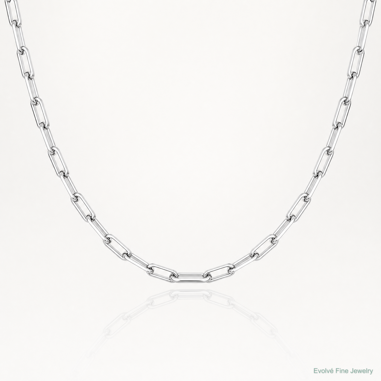 14k White Gold 2.1mm Solid Beveled Paperclip Chain - Lifestyle View