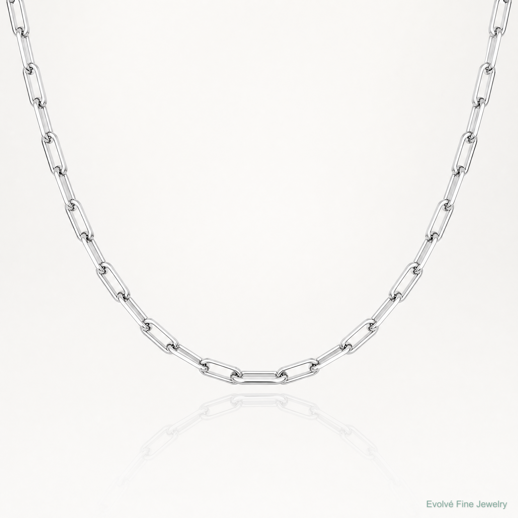 14k White Gold 2.1mm Solid Beveled Paperclip Chain - Lifestyle View