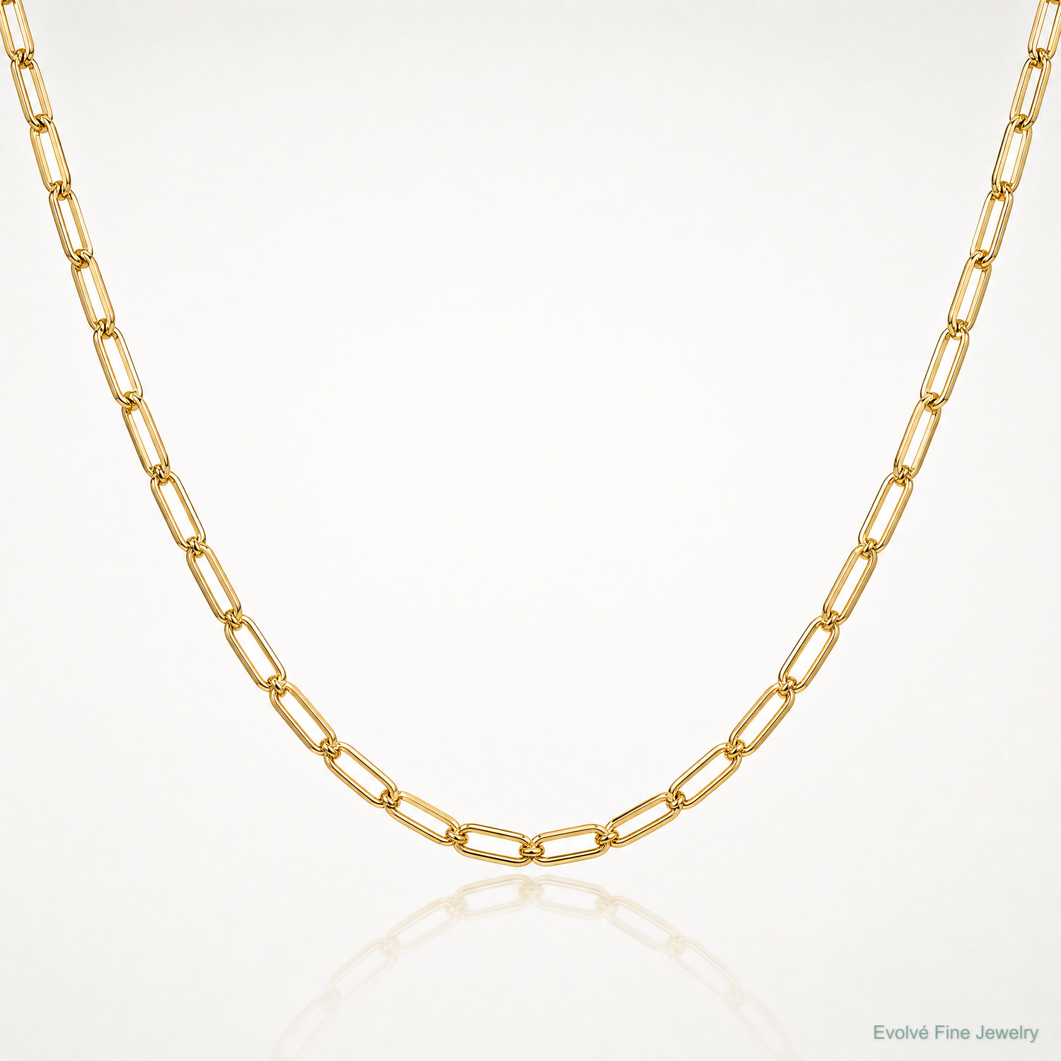 14k 3.0mm Solid Beveled Paperclip Chain - Lifestyle View