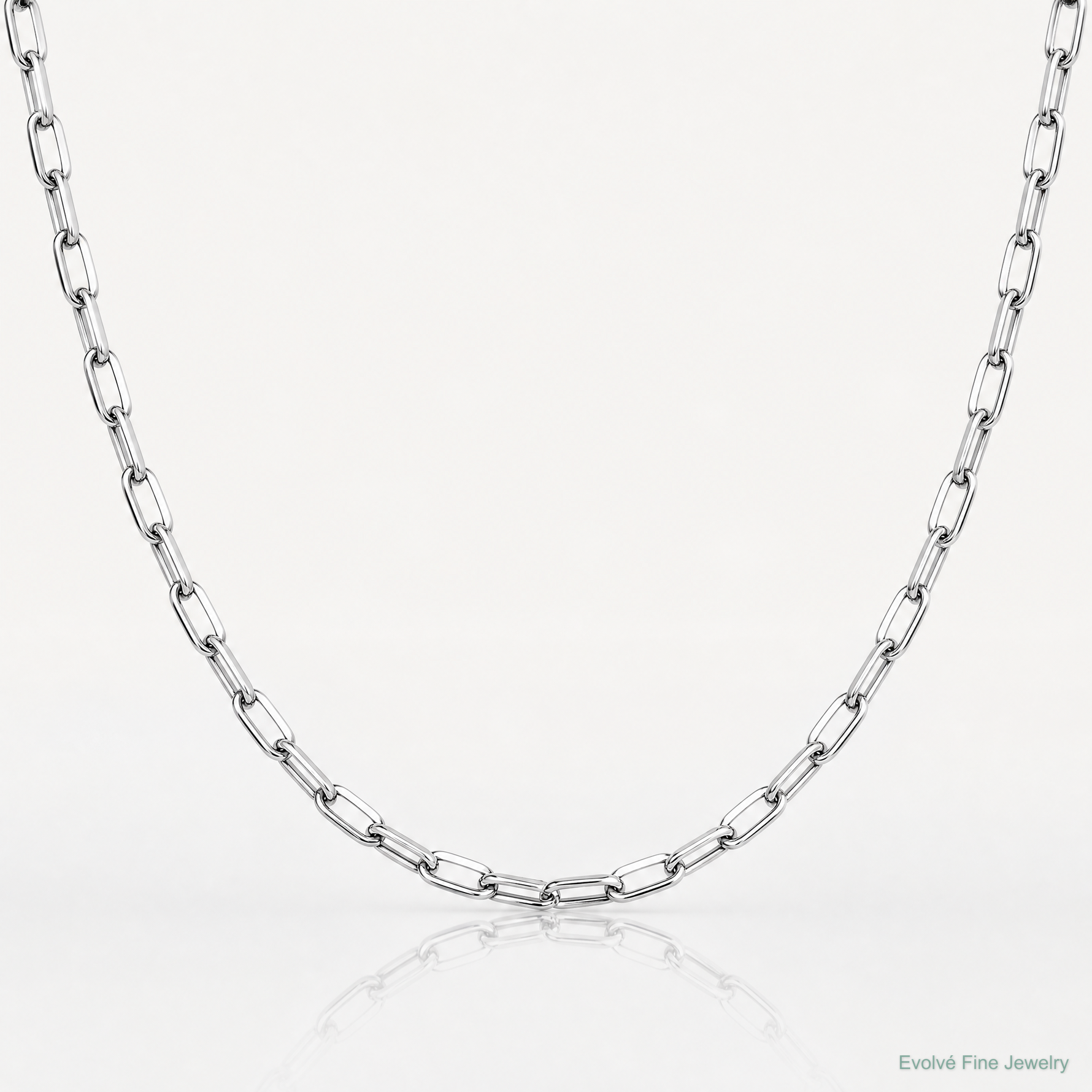 14k White Gold 3.0mm Solid Beveled Paperclip Chain - Lifestyle View