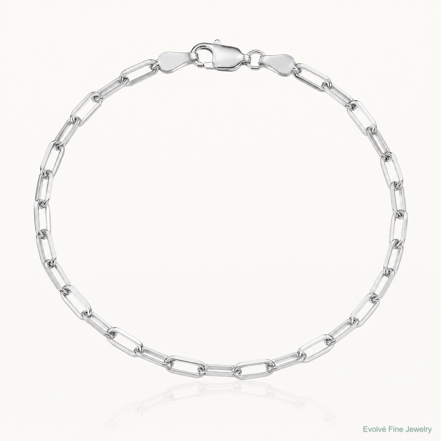 14k White Gold 3.0mm Solid Beveled Paperclip Chain - Lifestyle View