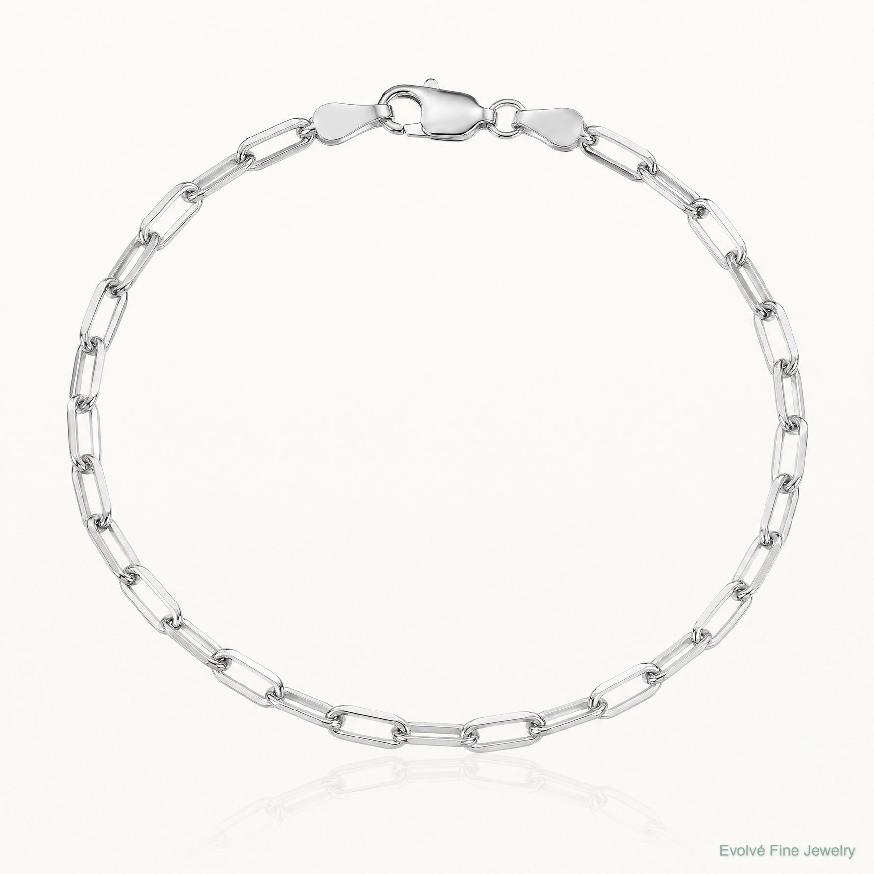 14k White Gold 3.0mm Solid Beveled Paperclip Chain - Lifestyle View