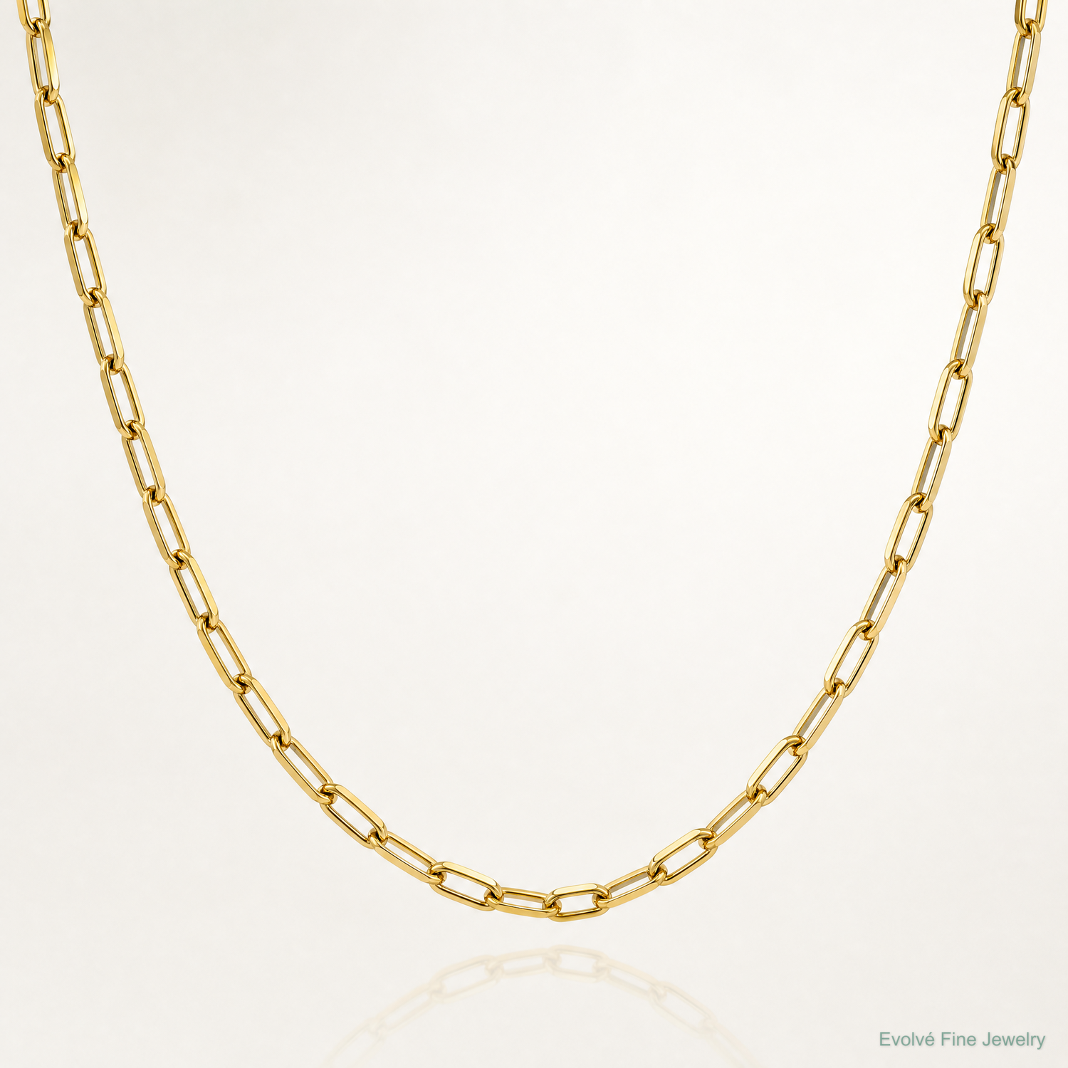 14k 3.5mm Solid Beveled Paperclip Chain - Lifestyle View
