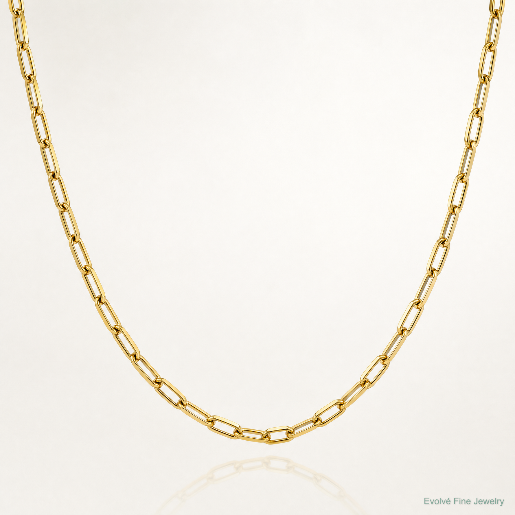 14k 3.5mm Solid Beveled Paperclip Chain - Lifestyle View