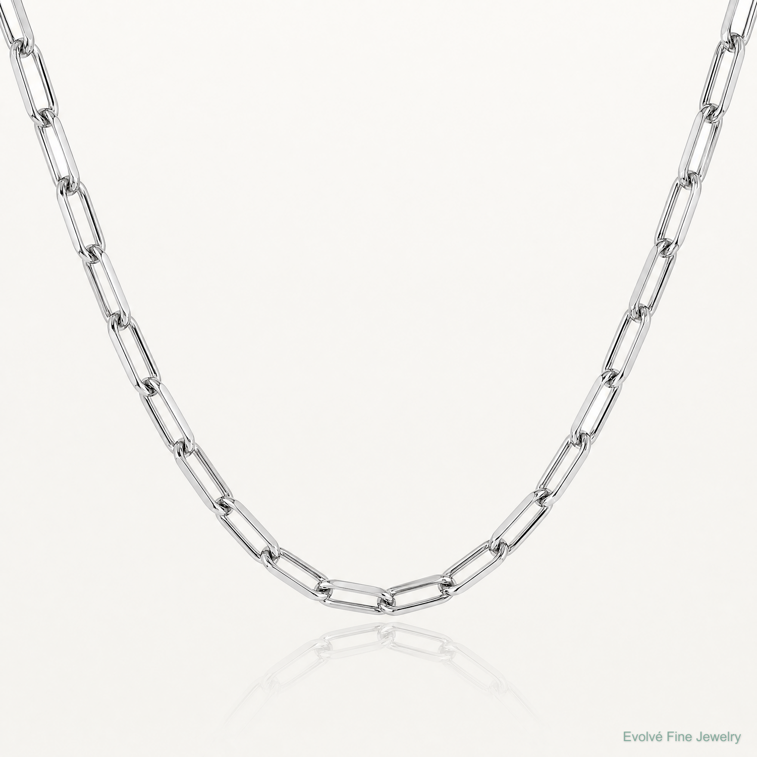 14k White Gold 3.5mm Solid Beveled Paperclip Chain - Lifestyle View