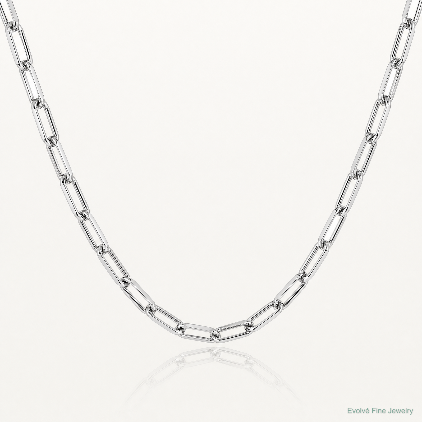 14k White Gold 3.5mm Solid Beveled Paperclip Chain - Lifestyle View